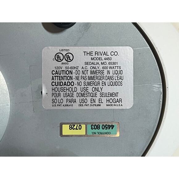 Rival Food Steamer & Rice Cooker Model 4450 Automatic Cooks Vegetables & Shrimp - Picture 4 of 4